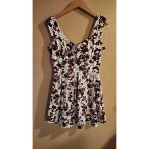 Hot Topic Purple Skull and Roses Print Fit and Flare Corset Dress Women XL Goth